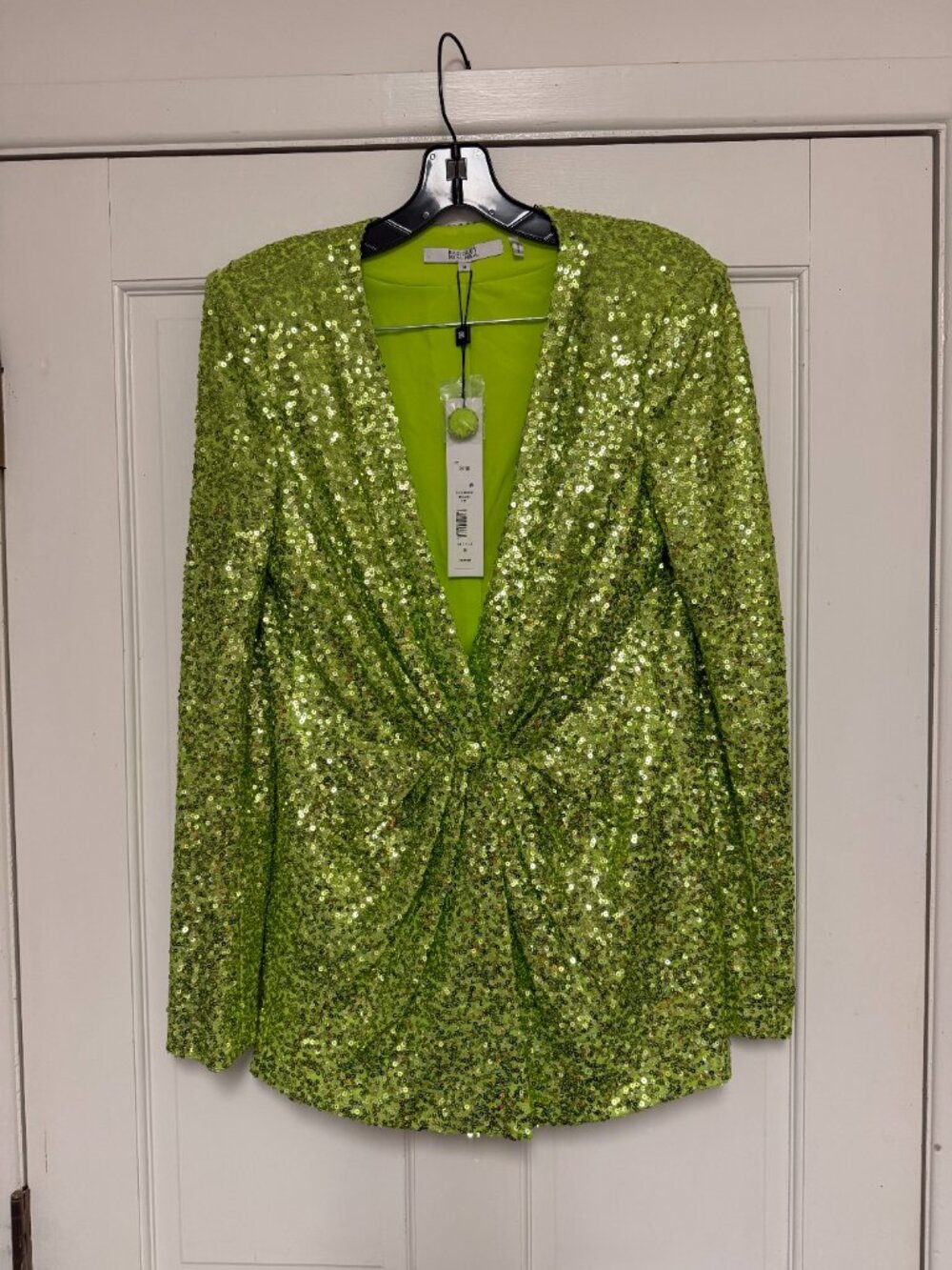 NEW with Tags $900 Badgley Mischka Lime Green all Sequin Jacket and Pants sz 8 - Picture 6 of 8